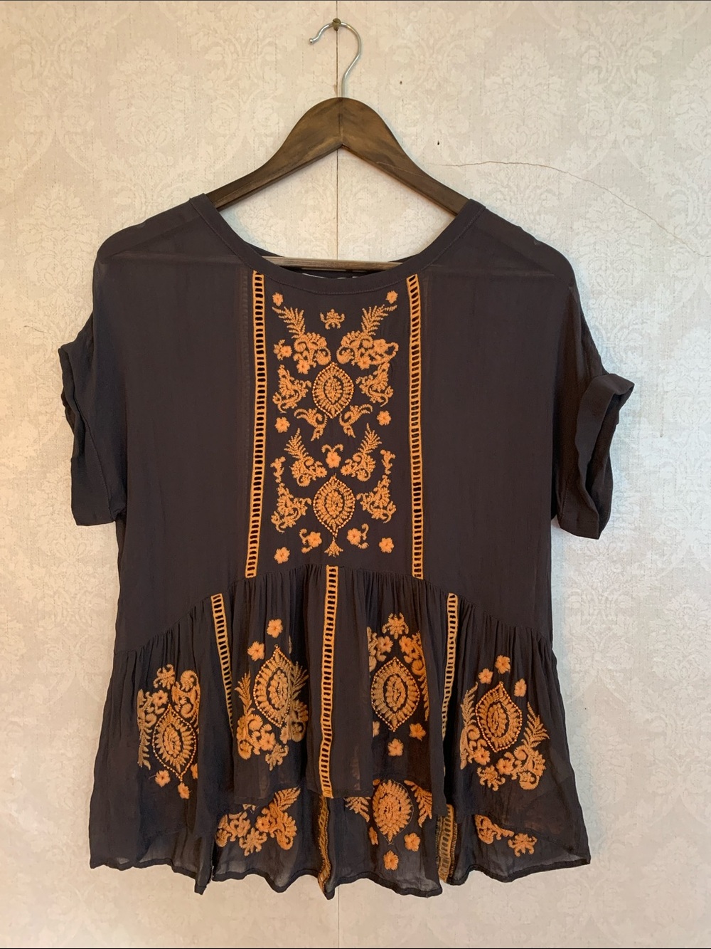 Vanessa Virginia Sheer Beaded and Embroidered Tunic Sz S